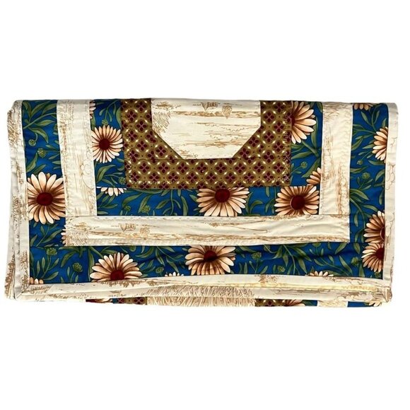 Handmade Quilted Table Runner Wall Hanger Country Patchwork Farmhouse Sunflowers - Picture 7 of 11